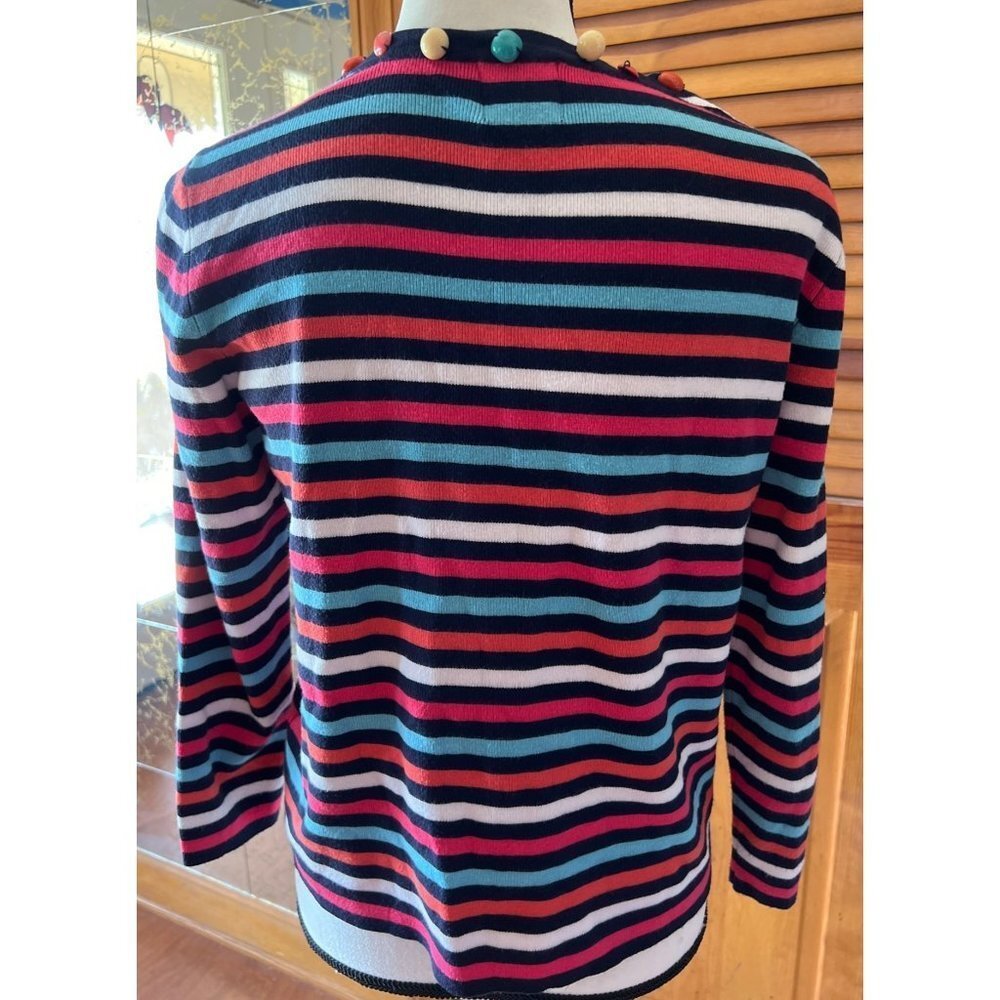 Ruby Rd Striped Beaded Striped Cardigan — Small - Picture 2 of 9